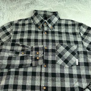 Ben Sherman Shirt Mens Medium Black Gray Check Long Sleeve Button Down